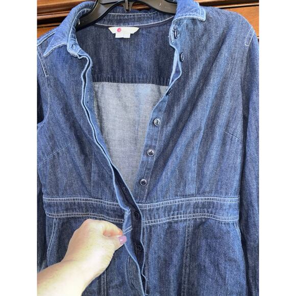 Boden 10 Petite Hattie Denim Blue Shirt Dress Button Up Pockets - Picture 3 of 7